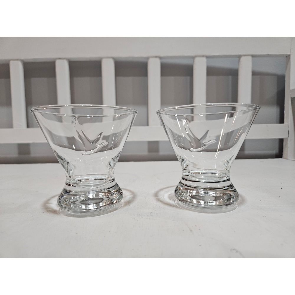 Grey Goose Embossed Logo -  Martini Glasses -  Set of 2 - Stemless - Footed